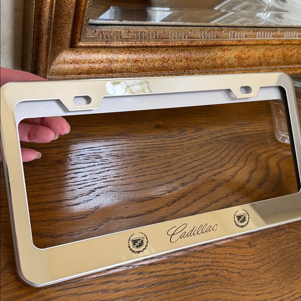 Cadillac License Plate Covers. Chrome plated. Front and Rear Frames. - Picture 12 of 14